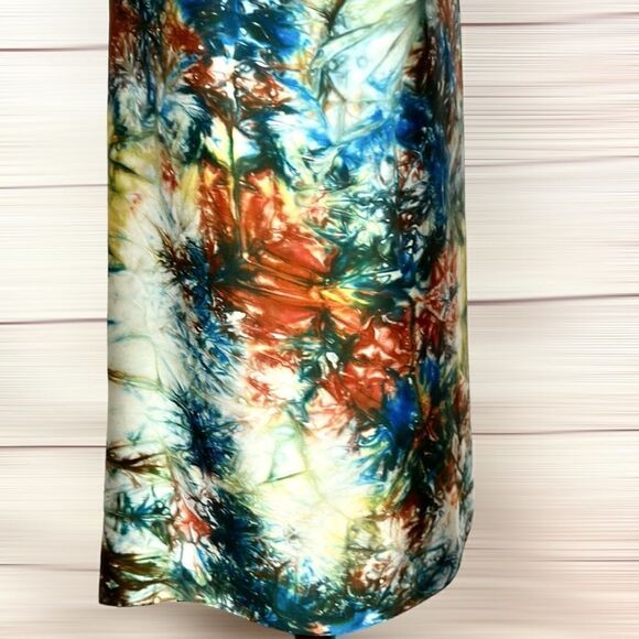 Large Silk Satin Square Scarf Abstract Print Hand Rolled - Picture 4 of 11